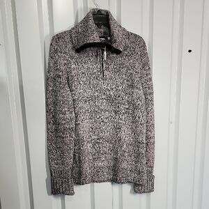 Kapalua Women's Black and White 100% Merino Virgin Wool 1/4 Zip Sweater Size Lg